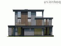 Y-446-1P проект трехэтажного дома из газобетона с гаражом размером 20 на 25 - вид сзади