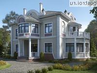 Y-523-1P проект двухэтажного дома из газобетона с мансардой размером 20 на 19