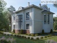 Y-523-1P проект двухэтажного дома из газобетона с мансардой размером 20 на 19