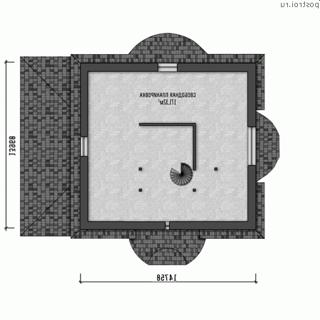 Y-598-1P проект трехэтажного дома из газобетона с подвалом и мансардой и гаражом размером 23 на 19 - мансарда