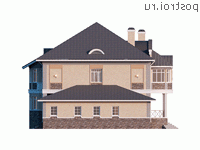 Y-598-1P проект трехэтажного дома из газобетона с подвалом и мансардой и гаражом размером 23 на 19 - вид справа