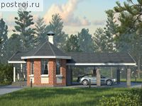 N-058-1P проект одноэтажной бани из пеноблока с гаражом размером 9 на 13 