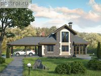 N-112-1P проект двухэтажного коттеджа из пенобетона с гаражом размером 7 на 10 
