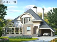 N-180-1P проект двухэтажного дома из пеноблоков с гаражом размером 12 на 16 