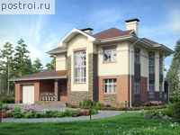 N-216-1K проект двухэтажного дома из кирпича с гаражом размером 14 на 18 