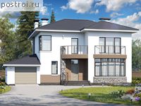 N-217-1P проект двухэтажного дома из пенобетона с гаражом размером 14 на 17 