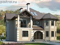 N-241-1P проект двухэтажного коттеджа из пенобетона с мансардой размером 14 на 15 