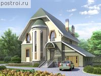 N-251-1P проект двухэтажного дома из газобетона с мансардой и гаражом размером 10 на 14 