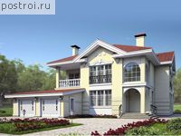 N-340-1K проект двухэтажного дома из кирпича с гаражом размером 22 на 17 