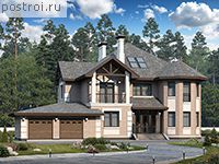 N-356-1P проект двухэтажного коттеджа из газобетона с мансардой и гаражом размером 18 на 21 