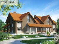 O-532-1K проект одноэтажного дома из кирпича с мансардой размером 12 на 32 