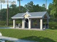 P-030-2P проект одноэтажной беседки из пеноблока размером 5 на 7 