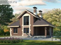 P-076-1P проект одноэтажной бани из пеноблока с мансардой размером 7 на 10 