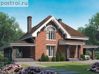 P-163-1P проект двухэтажного дома из пеноблоков с подвалом и гаражом размером 10 на 10 