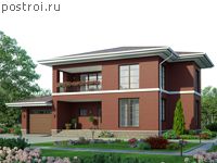 P-196-2P проект двухэтажного дома из пенобетона с гаражом размером 16 на 13 