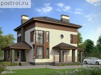 P-218-1K проект двухэтажного дома из кирпича с мансардой и гаражом размером 10 на 10 