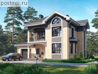 P-244-1P проект двухэтажного дома из газобетона с подвалом и гаражом размером 17 на 16 