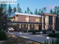 P-261-1P проект двухэтажного дома из пеноблоков с гаражом размером 25 на 10