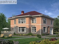 P-264-1P проект двухэтажного дома из пеноблоков с гаражом размером 15 на 15 