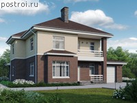 P-273-1P проект двухэтажного дома из пеноблоков с мансардой и гаражом размером 16 на 13