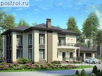 P-352-1P проект двухэтажного коттеджа из газобетона с гаражом размером 22 на 15