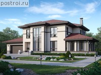 P-368-1K проект двухэтажного дома из кирпича с гаражом размером 28 на 16 