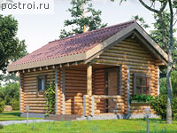 Q-025-2D проект одноэтажной деревянной бани из бревна размером 4 на 6 