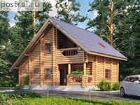 Q-111-1D проект двухэтажного деревянного дома из бревна размером 8 на 8 