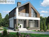 R-074-1P проект одноэтажного дома из пеноблока с мансардой размером 8 на 8