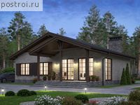 R-116-1P проект одноэтажного коттеджа из пенобетона размером 13 на 11