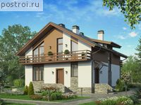 R-144-1P проект одноэтажного дома из газобетона с мансардой размером 10 на 10 