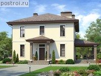 R-155-2K проект двухэтажного коттеджа из кирпича размером 10 на 10 