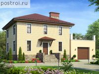 R-160-1P проект двухэтажного дома из пеноблоков с гаражом размером 10 на 16 