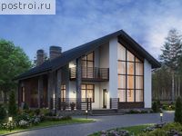 R-172-1P проект одноэтажного дома из пеноблоков с мансардой размером 14 на 12 