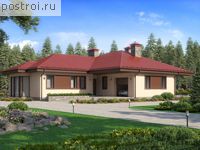 R-173-1P проект одноэтажного дома из пеноблоков с гаражом размером 16 на 21 