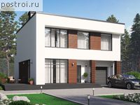 R-175-1P проект двухэтажного дома из пеноблоков с гаражом размером 14 на 14 