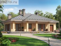 R-176-1P проект одноэтажного дома из пеноблоков с гаражом размером 20 на 16 