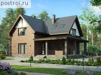 R-195-1P проект одноэтажного коттеджа из пенобетона с мансардой размером 15 на 11 