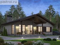 R-199-2P проект одноэтажного дома из пеноблоков с подвалом размером 14 на 12 