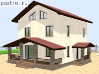 R-202-2K проект двухэтажного дома из кирпича с мансардой размером 12 на 13