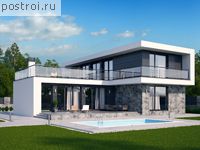 R-204-1P проект двухэтажного дома из пенобетона с гаражом размером 17 на 17 