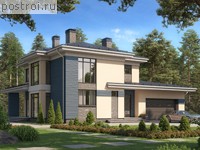 R-214-1P проект двухэтажного дома из пенобетона с гаражом размером 17 на 11