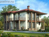 R-218-1P проект двухэтажного дома из пенобетона размером 13 на 13 