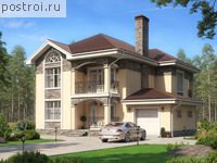 R-220-1K проект двухэтажного коттеджа из кирпича с гаражом размером 17 на 15