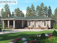 R-230-1P проект одноэтажной бани из газобетона с цоколем размером 16 на 11 