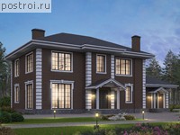 R-231-1K проект двухэтажного дома из кирпича с гаражом размером 19 на 11 