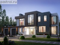 R-233-1K проект двухэтажного дома из кирпича с гаражом размером 22 на 9 