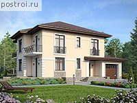 R-234-1K проект двухэтажного дома из кирпича с гаражом размером 15 на 12 