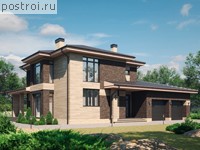 R-235-1P проект двухэтажного дома из газобетона с гаражом размером 17 на 12