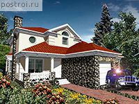 R-240-1K проект двухэтажного дома из кирпича с гаражом размером 17 на 12 